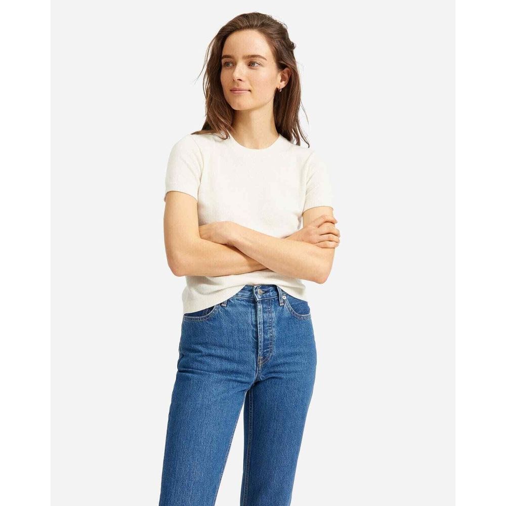 Everlane Women's White Crew Neck Sweater
